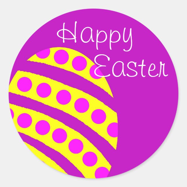Purple and Yellow Happy Easter Egg Sticker (Front)