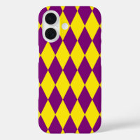 Purple and Yellow Harlequin Checkered Design