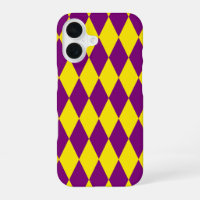 Purple and Yellow Harlequin Checkered Design