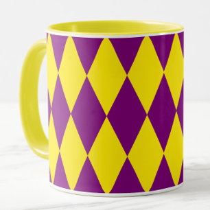 Purple and Yellow Harlequin Checkered Design Mug