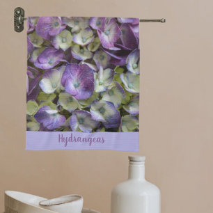 Purple and Yellow Hydrangea Botanical Floral Tea Towel