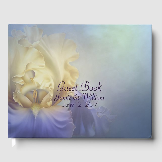 Purple and Yellow Iris Wedding Guest Book (Front)