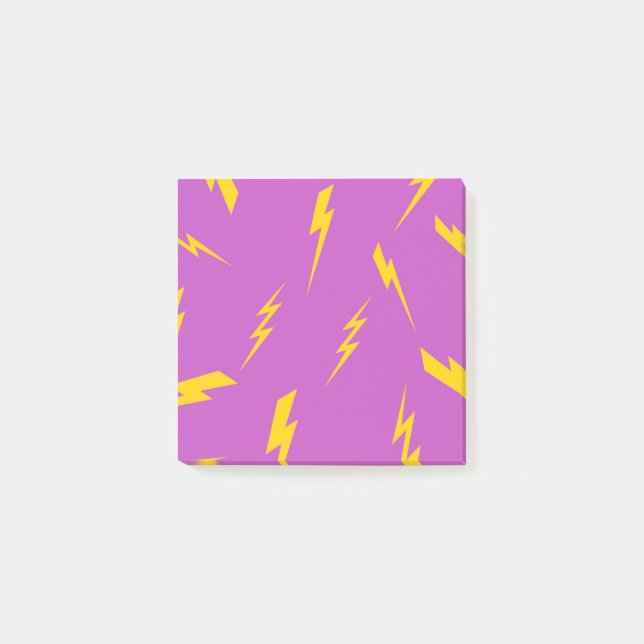 Purple and Yellow Lightning Stylish Back-to-School Post-it Notes (Front)