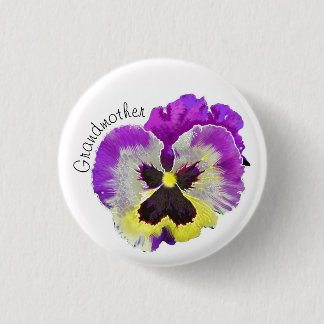 Purple and yellow pansy custom  3 cm round badge