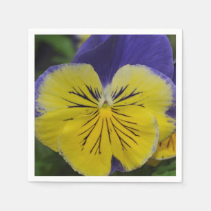Purple and yellow pansy flower napkin