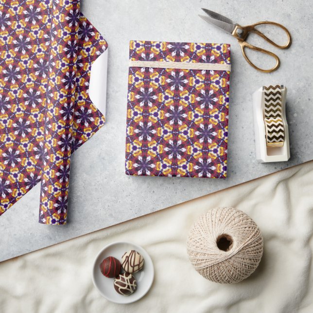 Purple and Yellow Pattern Elegant Wrapping Paper (Crafts)