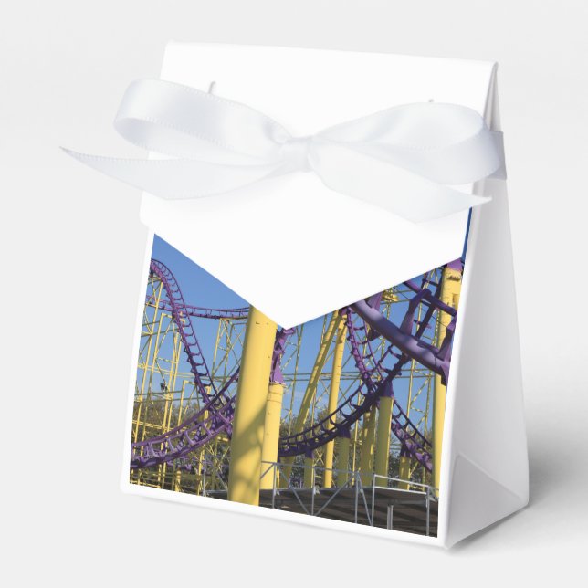 Purple and Yellow Roller Coaster Tracks Favour Box (Front Side)