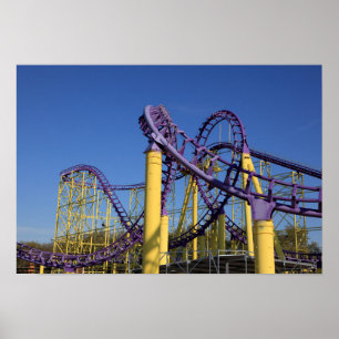 Purple and Yellow Roller Coaster Tracks Poster