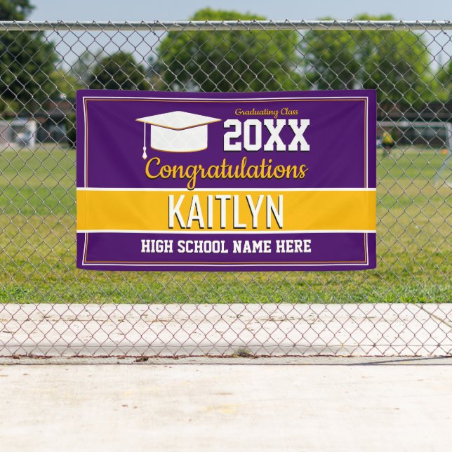 Purple and Yellow School Colours Graduation Banner (Insitu)