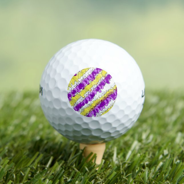 Purple and Yellow Splatter Distressed Golf Balls (Insitu Tee)