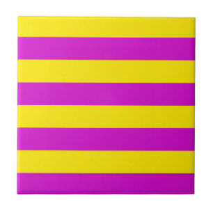 Purple and Yellow Stripes Design Ceramic Tile