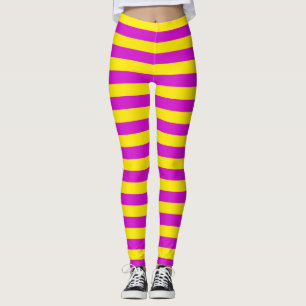 Purple and Yellow Stripes Design Leggings