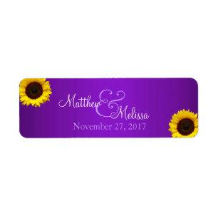 Purple and Yellow Sunflower Stamp Return Address Label