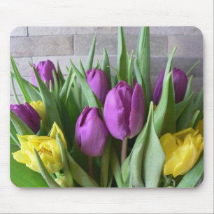 Purple And Yellow Tulips Mouse Pad