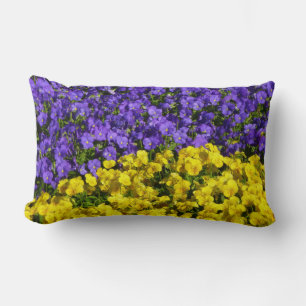 Purple and Yellow Violas Colourful Floral Lumbar Cushion
