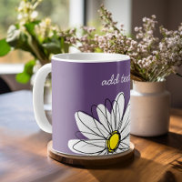 Purple and Yellow Whimsical Daisy Custom Text