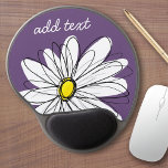 Purple and Yellow Whimsical Daisy Custom Text Gel Mouse Pad<br><div class="desc">A zen and whimsical,  hipster piece of art. You can add a name,  monogram or other custom text. If you need to move the art around,  click on the customise button to make changes.</div>