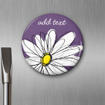 Purple and Yellow Whimsical Daisy Custom Text Magnet<br><div class="desc">A zen and whimsical,  hipster piece of art. You can add a name,  monogram or other custom text. If you need to move the art around,  click on the customise button to make changes.</div>