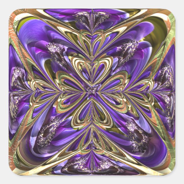 Purple Anemone Abstract Square Sticker (Front)