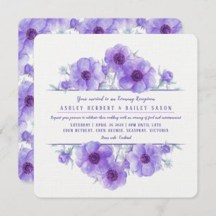 Purple anemone evening reception wedding invites