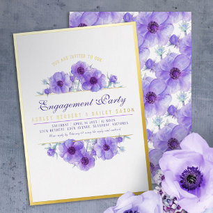 Purple anemone floral watercolor engagement