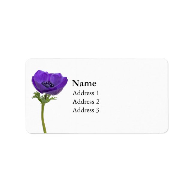 Purple Anemone Flower Label (Front)