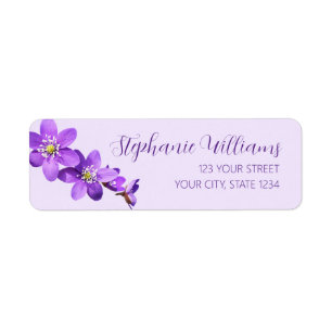 Purple Anemone Flowers Light Purple Return Address Label