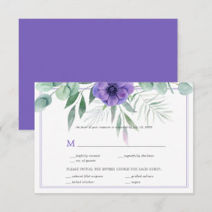 Purple Anemone Greenery Border RSVP Card