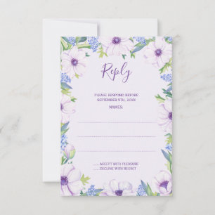 Purple Anemone Hyacinth Spring Wedding Reply Cards