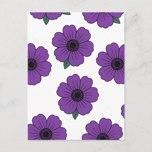 Purple Anemones Florals Pattern Postcard (Front)
