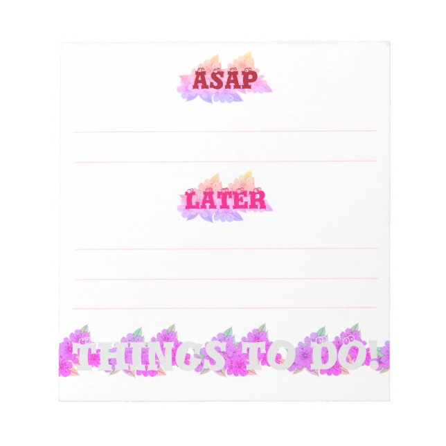 Purple Anemones Things To DO White Notepad (Front)