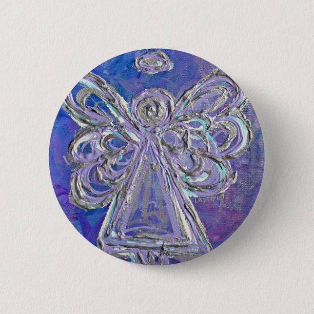 Purple Angel Button Pin (Front)