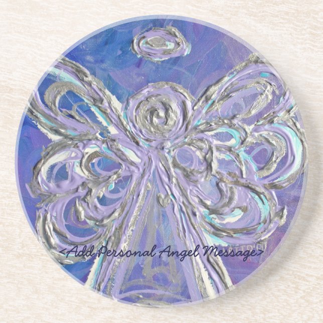 Purple Angel Coaster with Customised Message (Front)