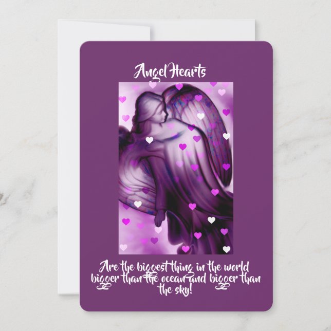 Purple Angel With Hearts Invitation (Front)