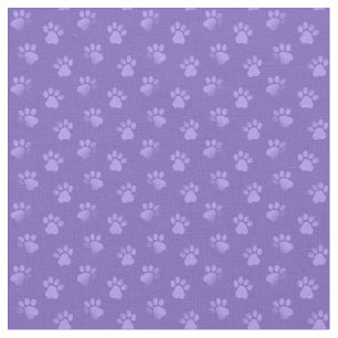 Purple Animal Cat Dog Paw Prints Pattern Fabric