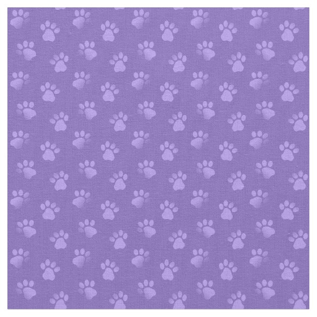 Purple Animal Cat Dog Paw Prints Pattern Fabric (Close Up)