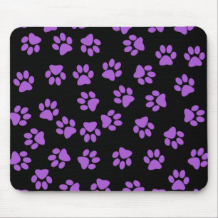 Purple Animal Footprints Mouse Pad