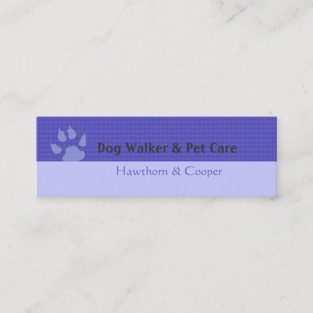Purple Animal Paws Minimal Purple Pattern Mini Business Card (Front)
