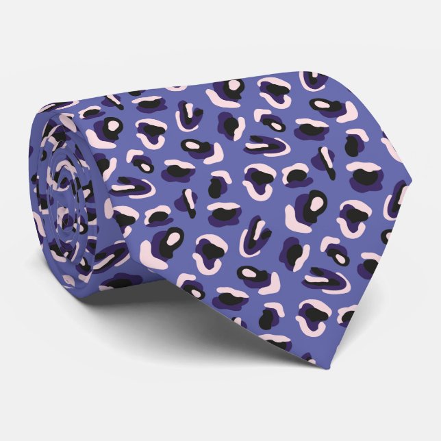 Purple Animal Print Pattern Tie (Rolled)
