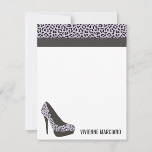PURPLE ANIMAL PRINT PERSONALIZED FLAT NOTECARD