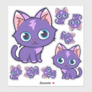 Purple Anime Cat Vector Art