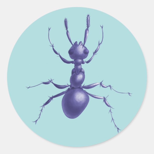 Purple Ant Bug Insect Digital Art Classic Round Sticker (Front)