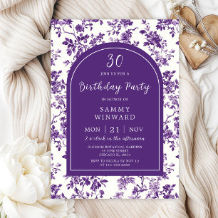 Purple Antique Chinoiserie Birthday Party Invitation