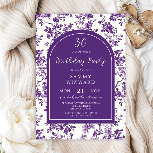 Purple Antique Chinoiserie Birthday Party Invitation (Creator Uploaded)