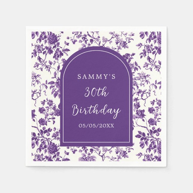 Purple Antique Chinoiserie Birthday Party Napkin (Front)