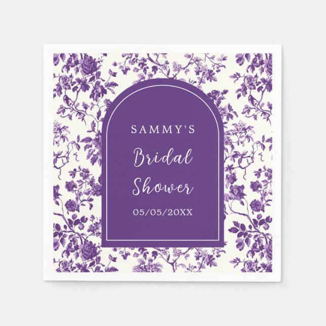 Purple Antique Chinoiserie Bridal Shower Napkin (Front)