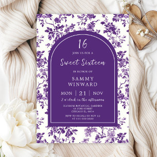 Purple Antique Chinoiserie Sweet Sixteen Invitation