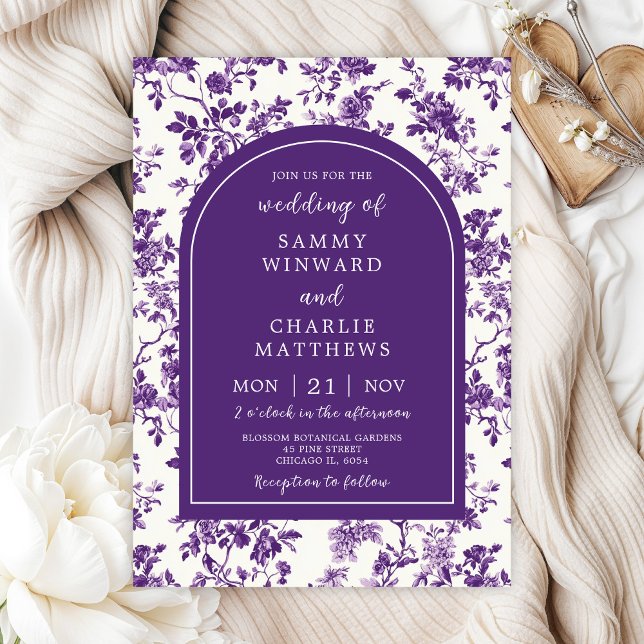 Purple Antique Chinoiserie Wedding Invitation (Creator Uploaded)