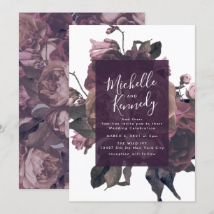Purple Antique Rose Fantasy Wedding Invitation