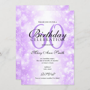 Purple Any Age Birthday Party Shimmer Lights Invitation